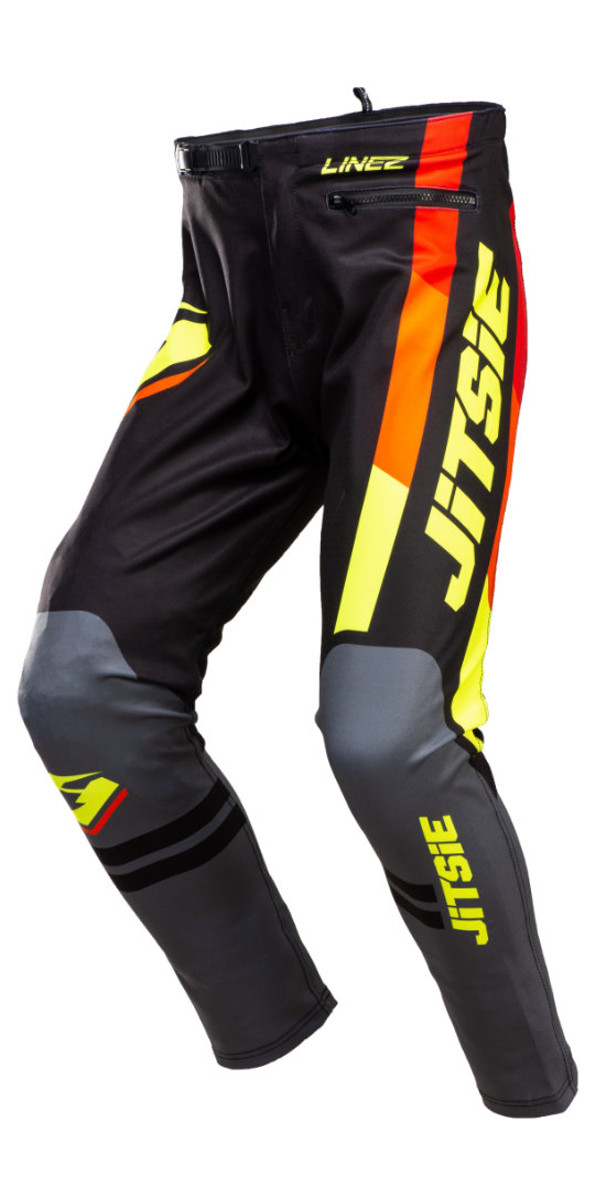 Jitsie Linez L3 Black, Red, Orange, Yellow Colourway Pant Front
